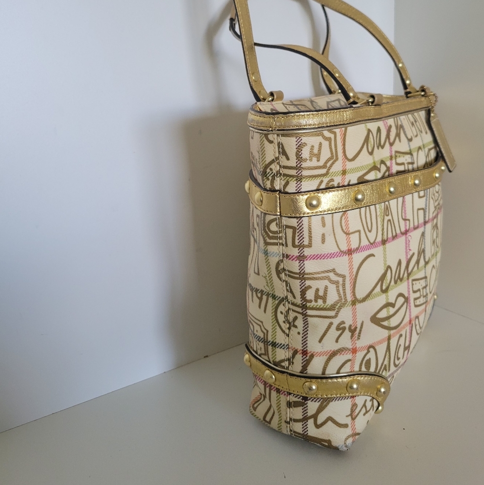 Coach Signature Coated Canvas Gold/Creamy Tote bag - Picture 5 of 10